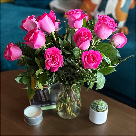 Long Stem Pink Rose Bouquet – JANIE'S COUNTRY GALLERY FLORIST, Bristol VA