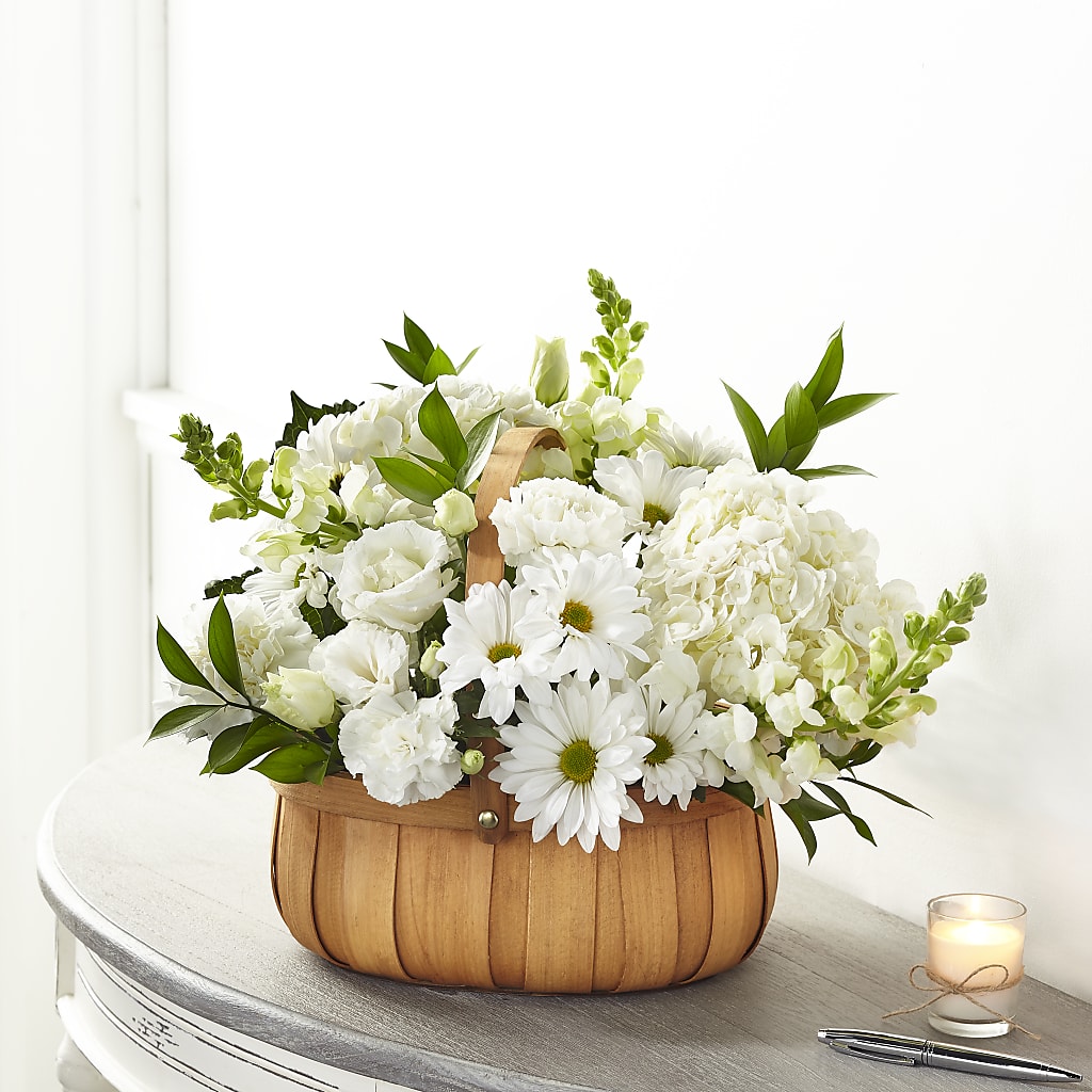 Pure Ivory Basket – JANIE'S COUNTRY GALLERY FLORIST, Bristol VA