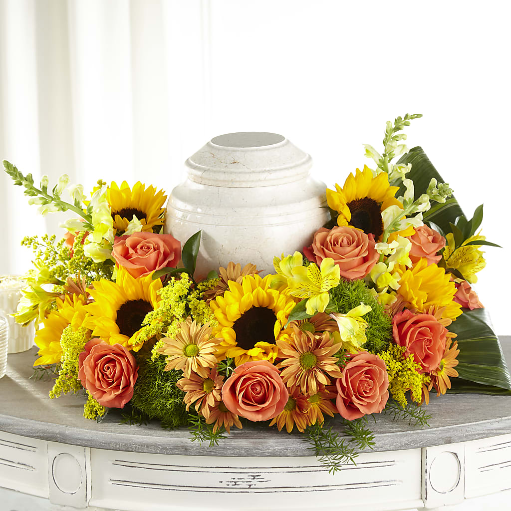Faithful Sunflower Cremation Adornment – JANIE'S COUNTRY GALLERY FLORIST, Bristol VA