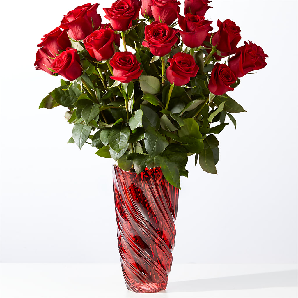 Classic Love Red Rose Bouquet with Luxe Swirl Vase – JANIE'S COUNTRY GALLERY FLORIST, Bristol VA