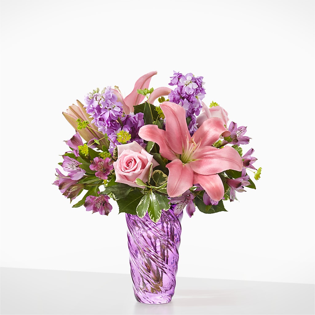 Precious Petals Bouquet with Luxe Swirl Vase – JANIE'S COUNTRY GALLERY FLORIST, Bristol VA