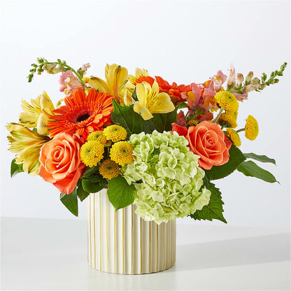 Autumn Sunshine Bouquet with Ivory Vase – JANIE'S COUNTRY GALLERY FLORIST, Bristol VA