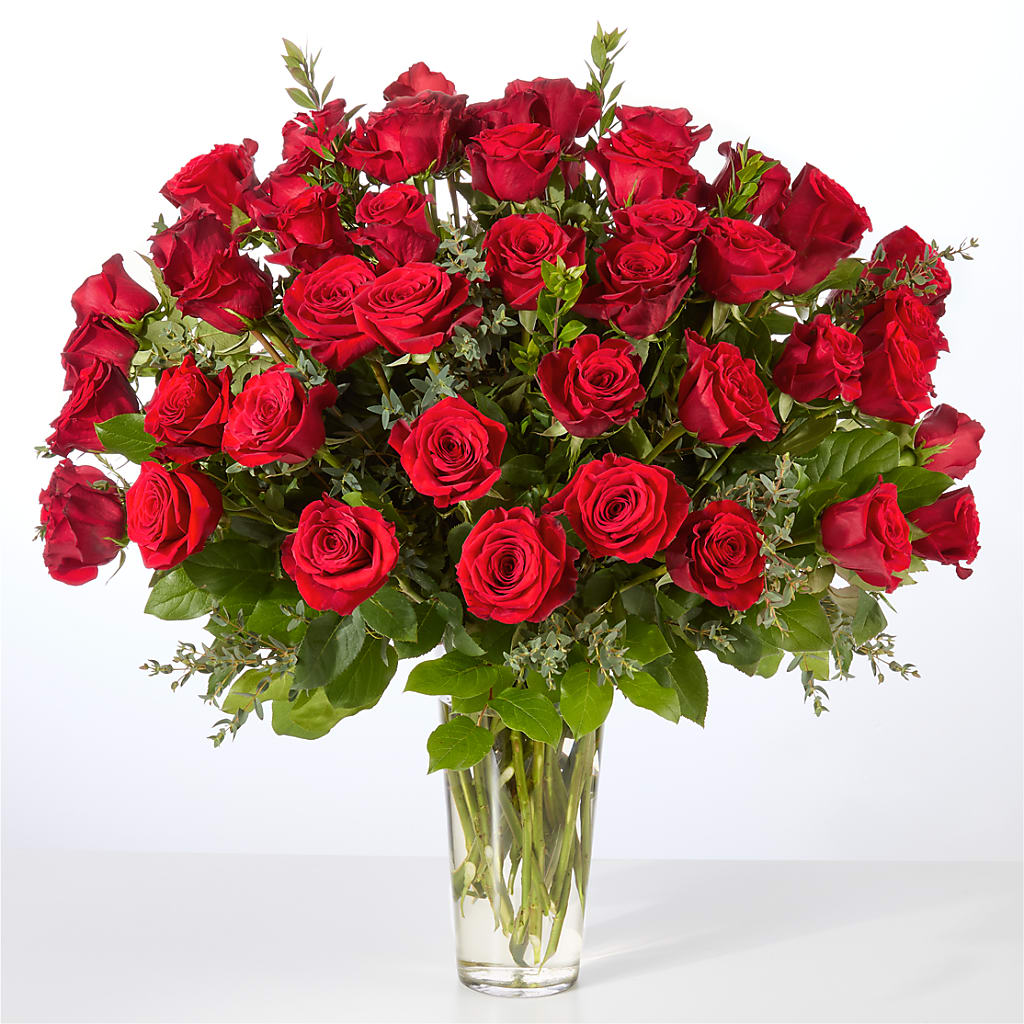 Forever Yours Fifty Stem Red Rose Bouquet – JANIE'S COUNTRY GALLERY FLORIST, Bristol VA